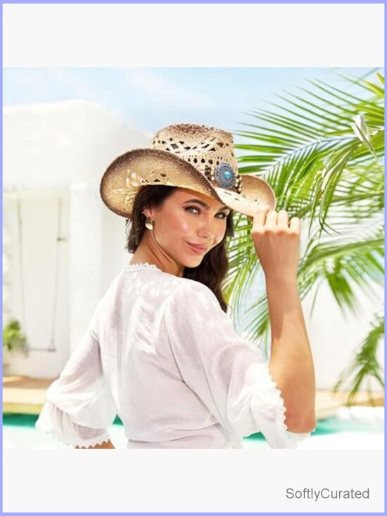 Straw Cowboy Hat - Western Sun Hat with Shapeable Brim main image 5